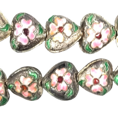 ENAMEL HEART 16MM SILVER